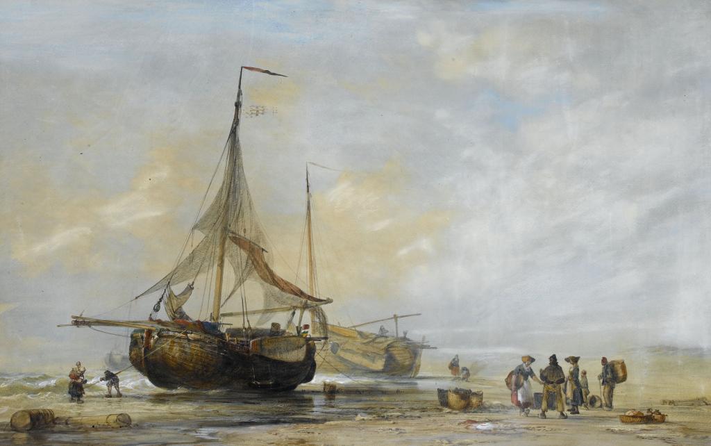 Appraisal: ALFRED HERBERT C - FISHERFOLK ON A DUTCH BEACH signed