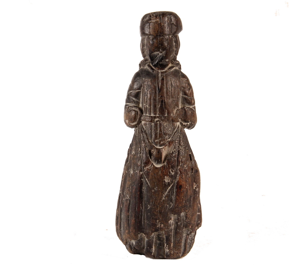 Appraisal: GOTHIC SCULPTURAL FRAGMENT - Carved Hardwood Figure of a Standing