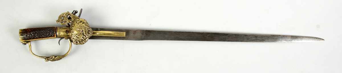 Appraisal: Hunting Sword w Flintlock Pistol Late th early th cent