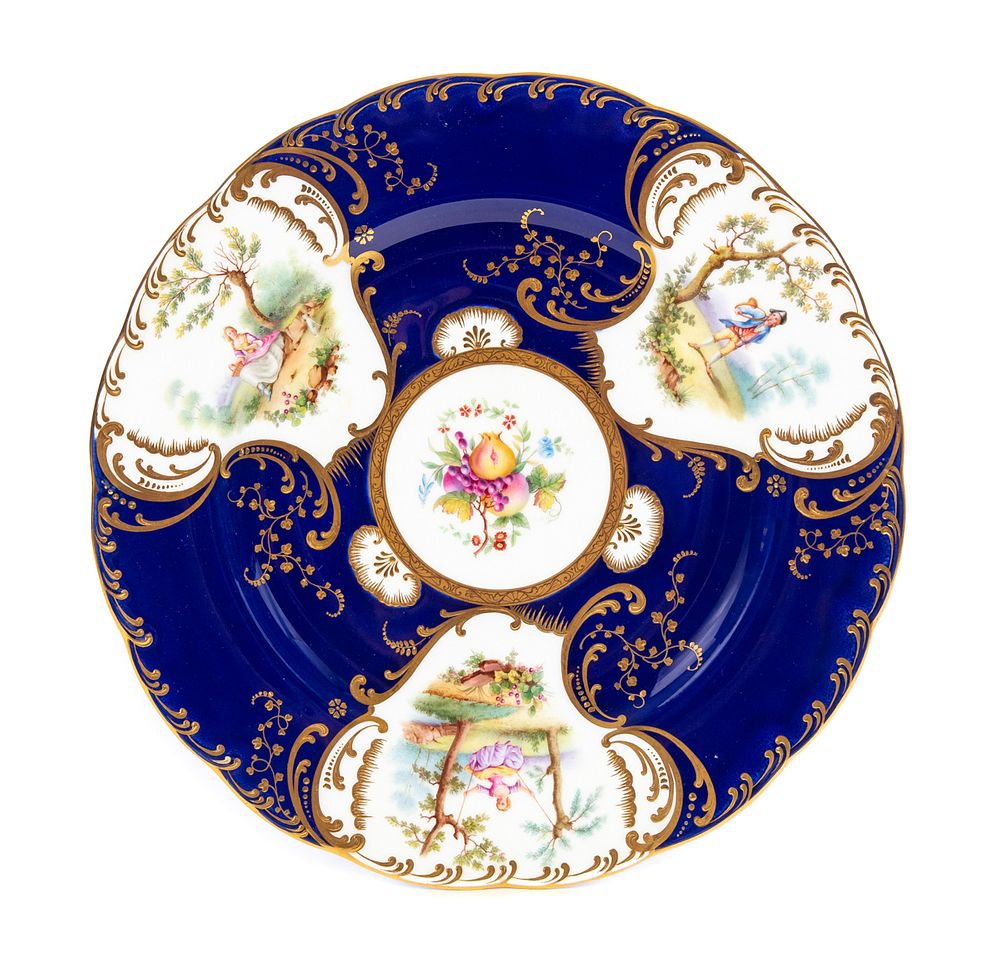 Appraisal: Minton Globe Mark Painted Plate Cobalt blue with heavy Minton