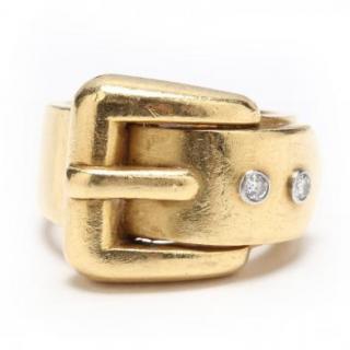 Appraisal: KT Gold and Diamond Buckle Ring designed in yellow gold