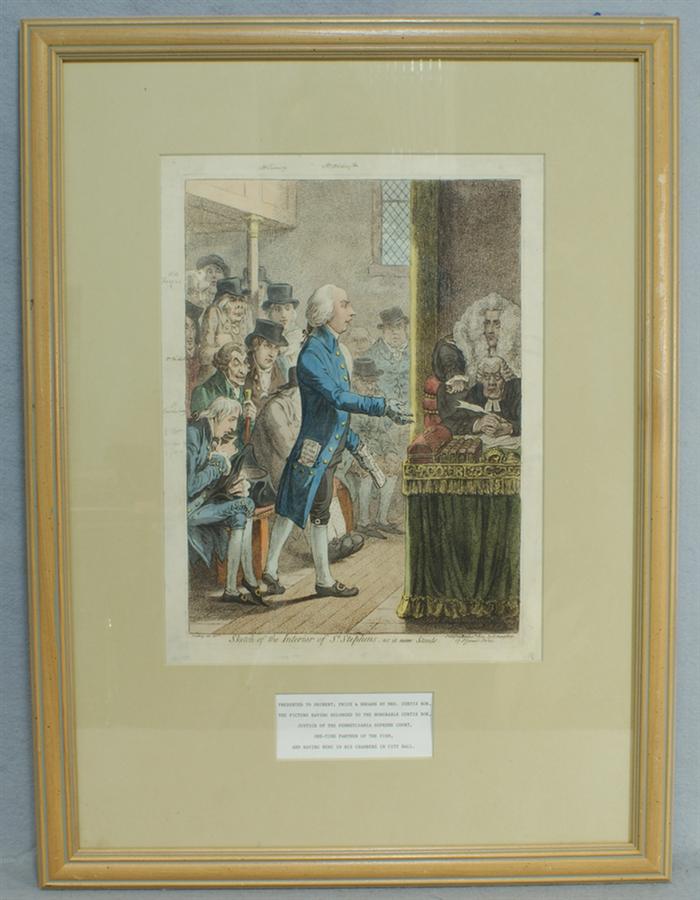 Appraisal: James Gillray British - hand-colored etching Sketch of Interior of