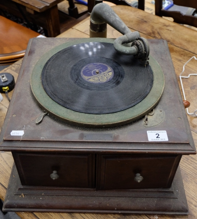 Appraisal: HMV Exhibition hand wind gramaphone in need of restoration