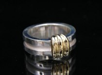 Appraisal: Tiffany Co Sterling Silver and Gold Atlas Ring Sterling silver