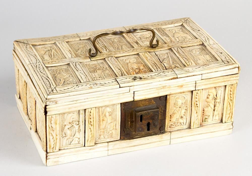 Appraisal: A French Gothic ivory casket A French Gothic ivory casket