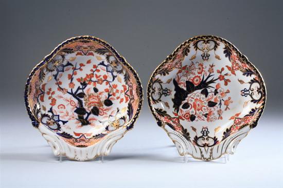 Appraisal: TWO ROYAL CROWN DERBY PORCELAIN IMARI-DECORATED SHELL-FORM SHRIMP DISHES late