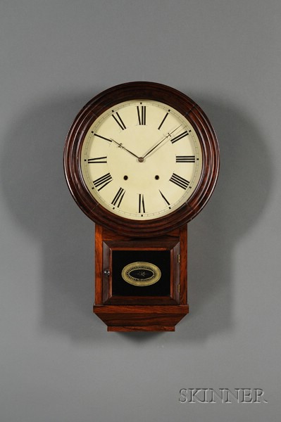 Appraisal: Rosewood Round Top Thirty-Day Fusee Wall Clock by Atkins Clock