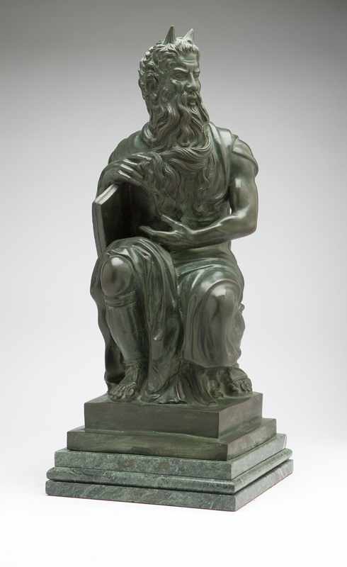 Appraisal: A Continental patinated bronze figure of ''The Seated Moses'' Probably