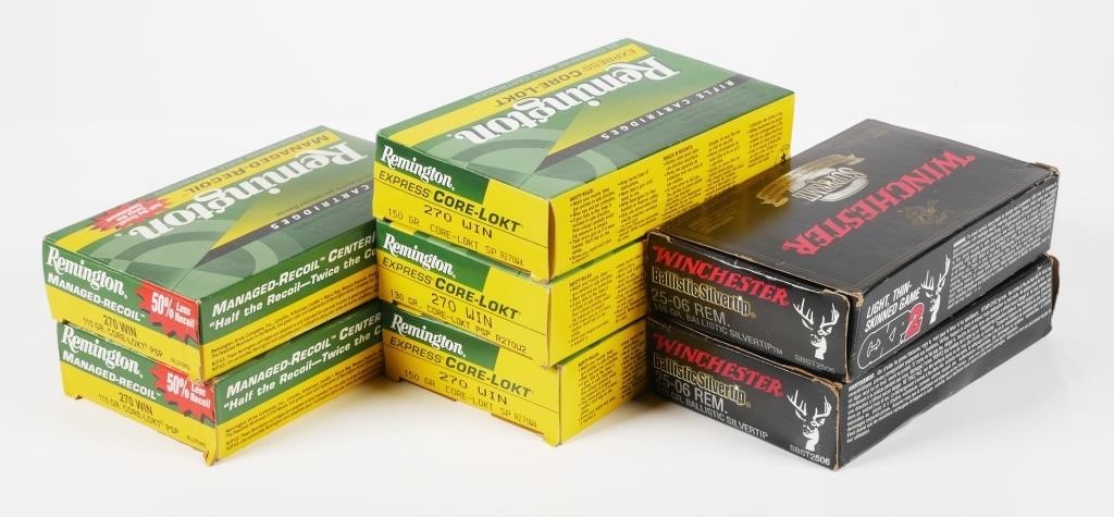 Appraisal: Mixed lot of Remington and Winchester rifle ammunition rounds Win