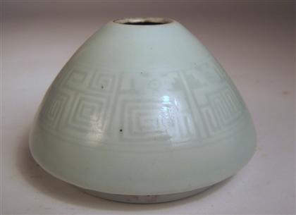 Appraisal: Chinese blue glazed carved porcelain water coupeqianlong mark th century