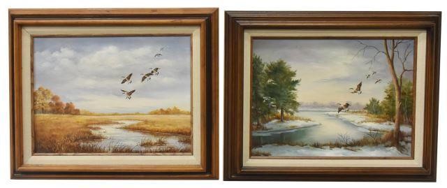 Appraisal: lot of Framed oil on canvas paintings Canada Geese signed