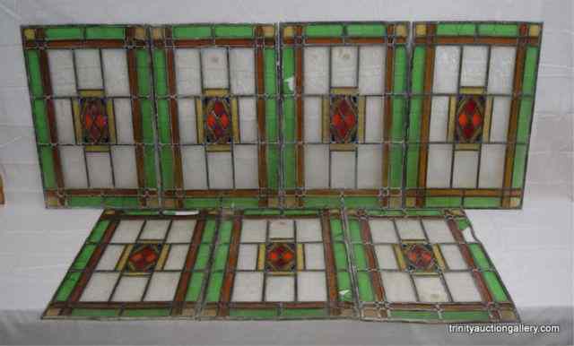 Appraisal: Antique Leaded Stained Glass Window PanelsCame out of a year