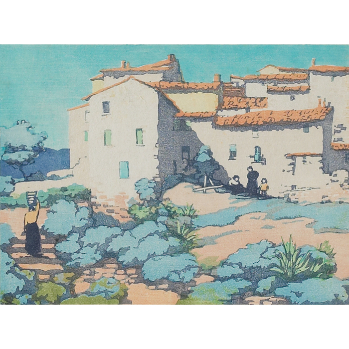 Appraisal: Norma Bassett Hall American - ''La Gaude '' woodcut ''