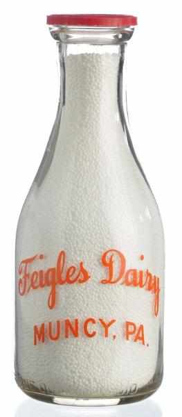 Appraisal: Feigles Dairy Milk Bottle Description Muncy PA Condition Very Good