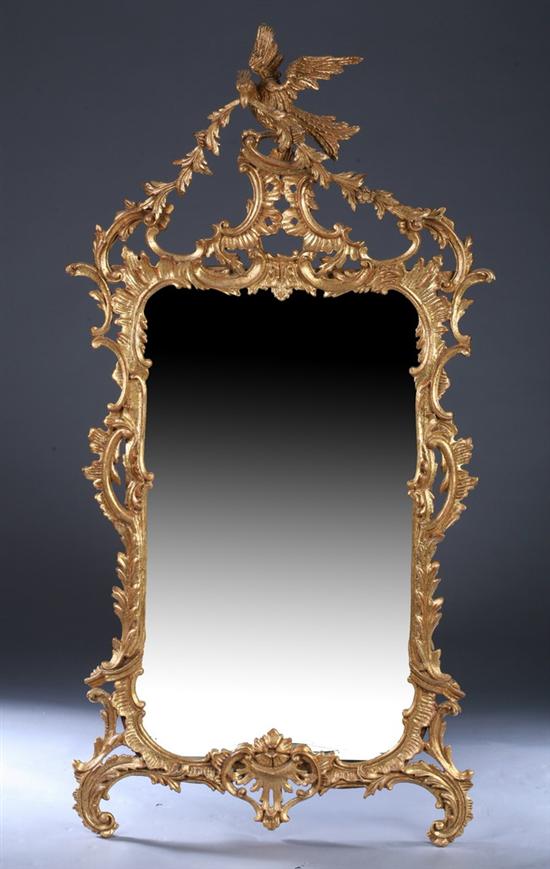 Appraisal: GEORGE II STYLE GILT WOOD WALL MIRROR th century with