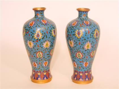 Appraisal: Pair of Chinese cloisonne vases qianlong four character mark to