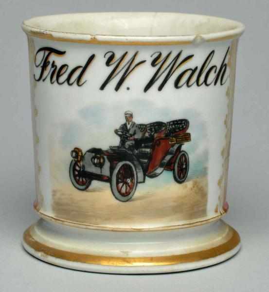 Appraisal: Automobile Shaving Mug Name Fred W Walch written across the