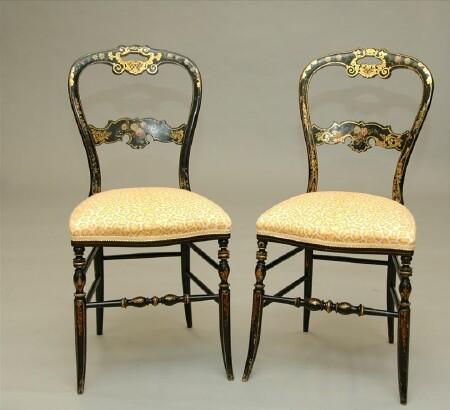 Appraisal: Pair of Victorian Decorated Papier Mache Side Chairs