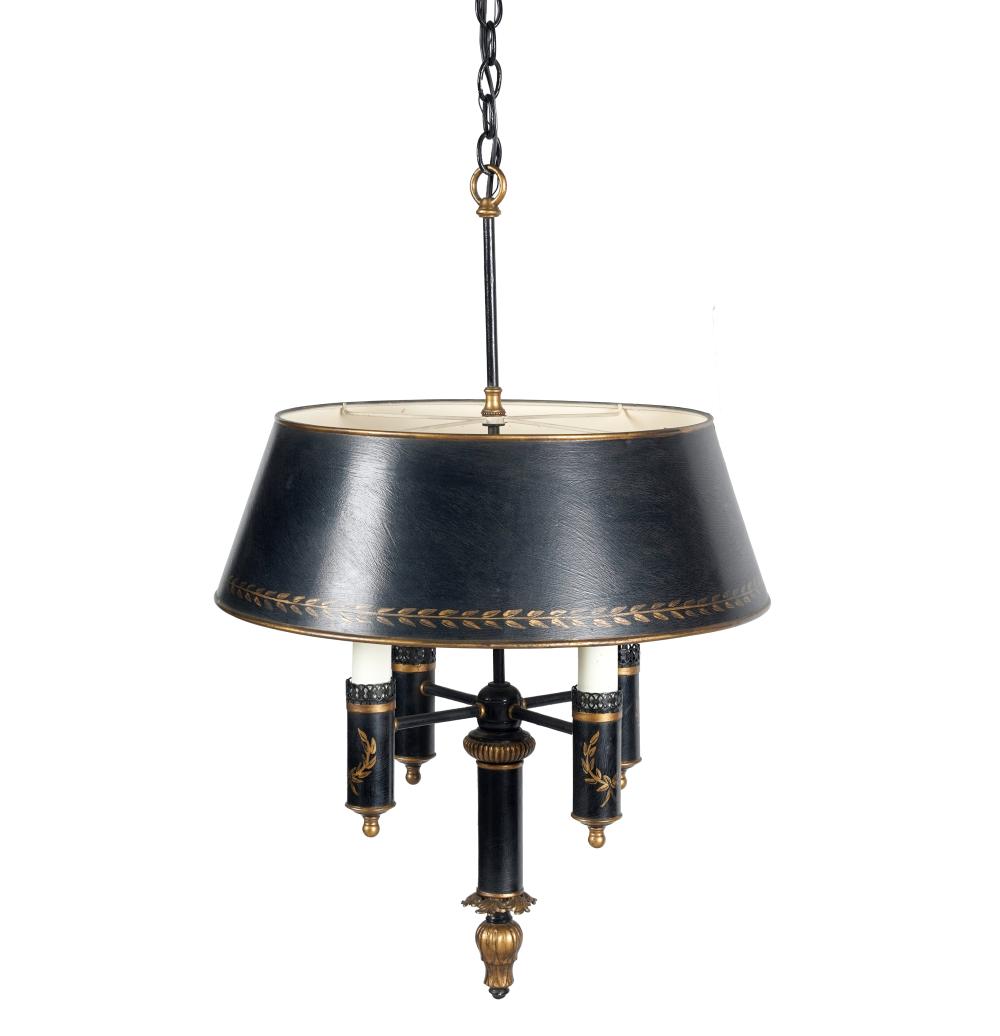 Appraisal: PAINTED TOLE CEILING LIGHT FIXTUREwith four lights inches diameter inches