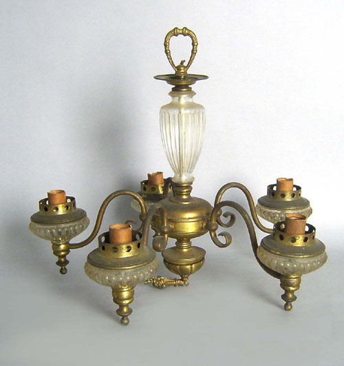 Appraisal: Victorian -arm chandelier x