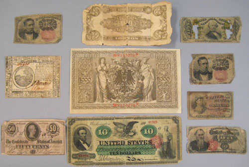 Appraisal: Group of paper currency to include fractional notes Civil War