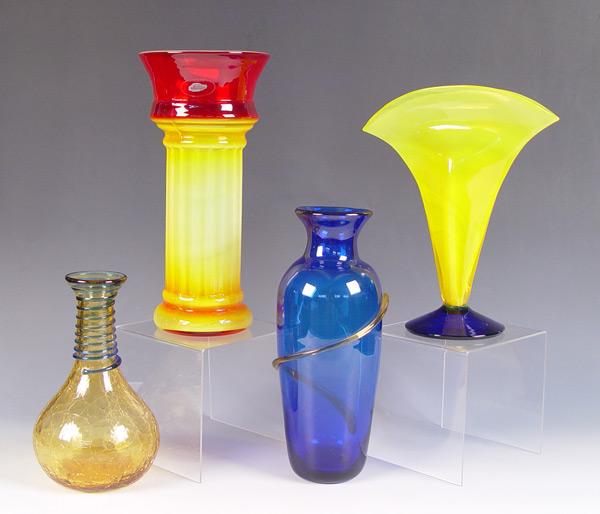 Appraisal: LOT OF FOUR BLENKO ART GLASS VASES To include Amber