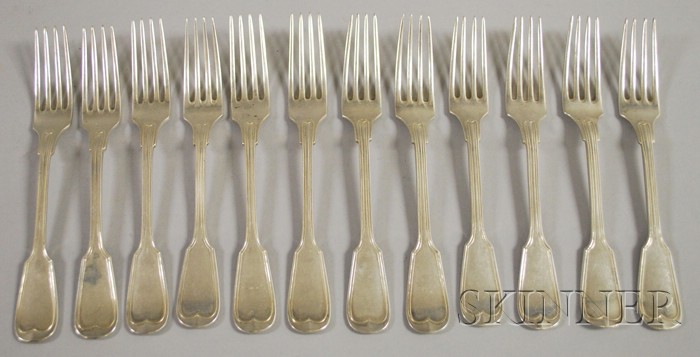 Appraisal: Set of Twelve Continental Silver Forks approx troy oz