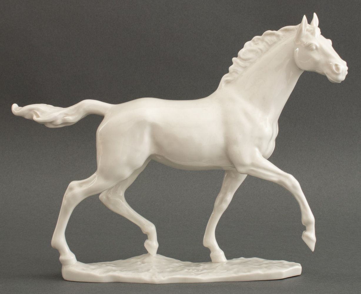 Appraisal: HUTSCHENREUTHER PORCELAIN MODEL OF A HORSE 'JAZDA' Carl Werner German