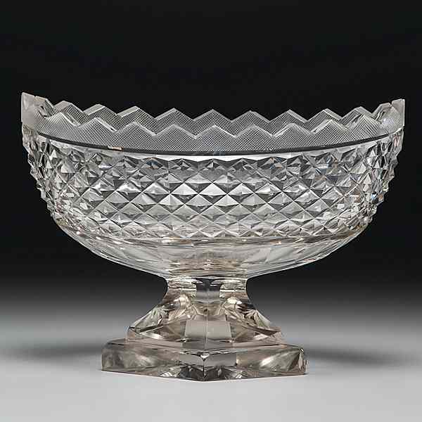 Appraisal: English or Irish Cut Glass Compote Probably English or Irish