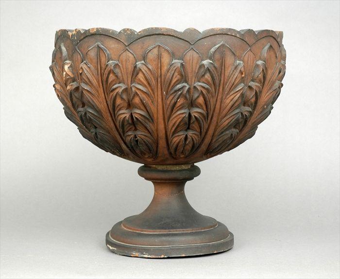 Appraisal: Neoclassical-Style Terracotta Urn Decorated in Relief with Acanthus Leaves in