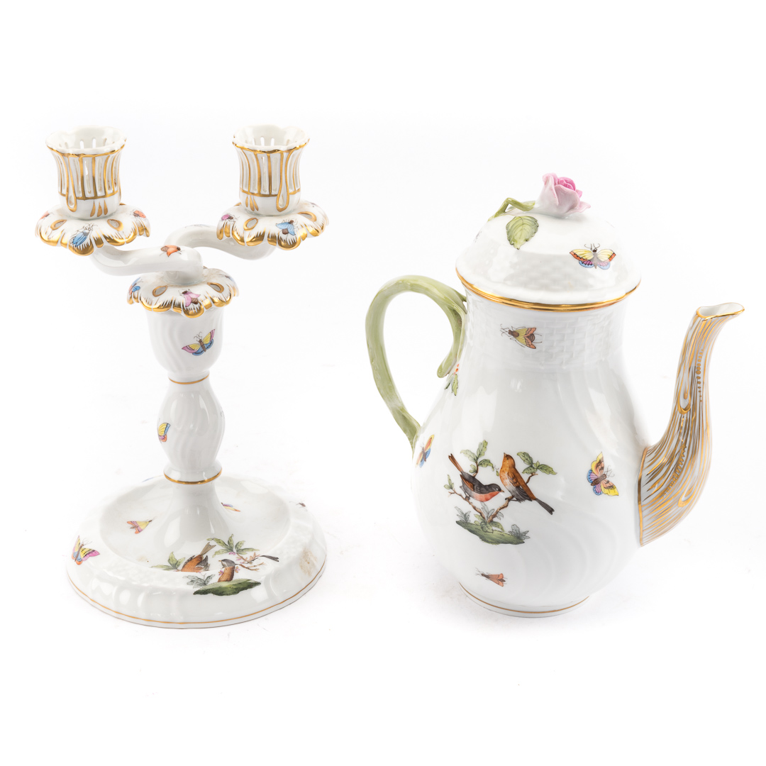 Appraisal: Herend porcelain -light candelabra teapot in the Rothschild Bird pattern