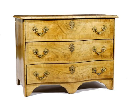 Appraisal: CHEST OF DRAWERS Baroque Switzerland th c Walnut and burled