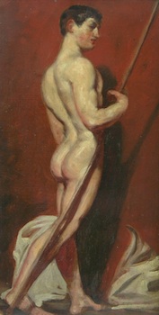 Appraisal: Studio Painting of a Male Nude Signed Wallace Turner A