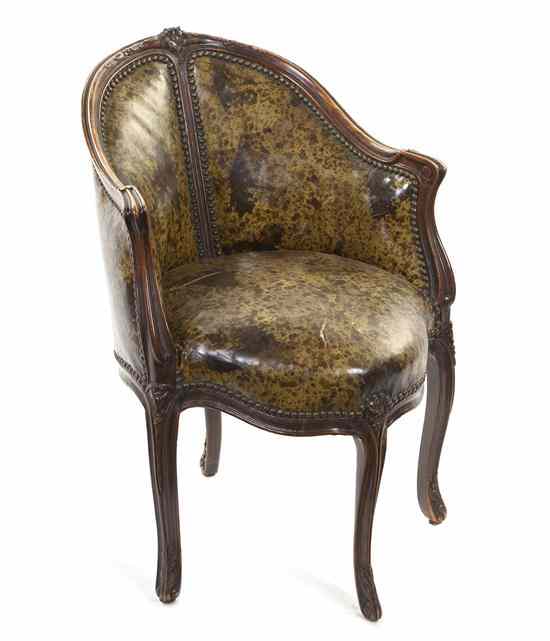 Appraisal: A Louis XV Style Bergere having a leather upholstered back