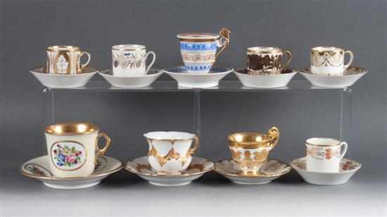 Appraisal: Nine assorted English and Continental porcelain teacups and saucers th