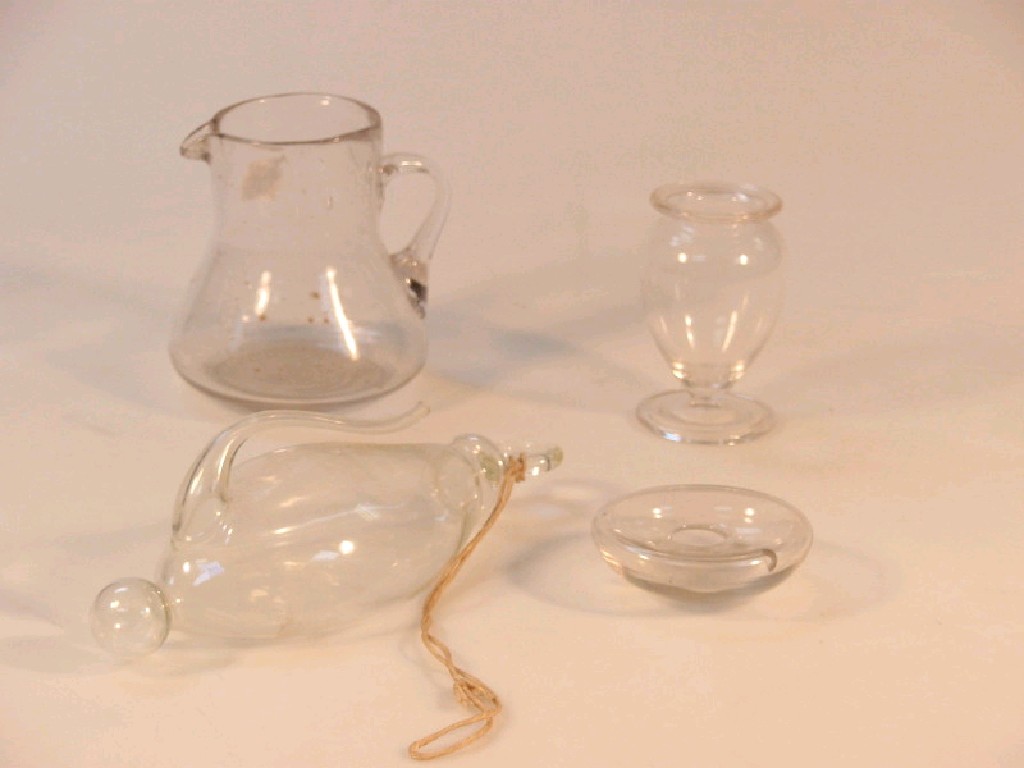 Appraisal: A glass water barometer of tear-drop form with hanging loop