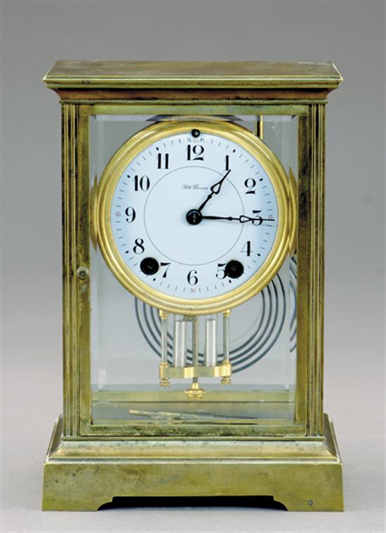 Appraisal: Seth Thomas mantel clock early th centurybrass case with glazed