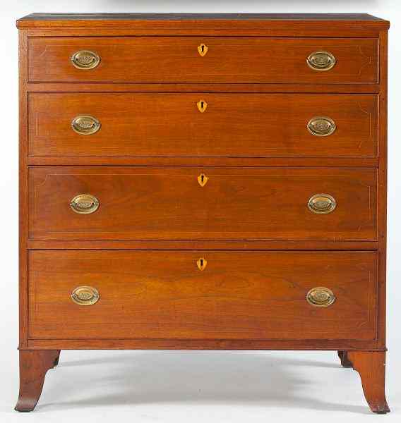 Appraisal: Virginia Inlaid Hepplewhite Chest of Drawerswalnut with white pine having