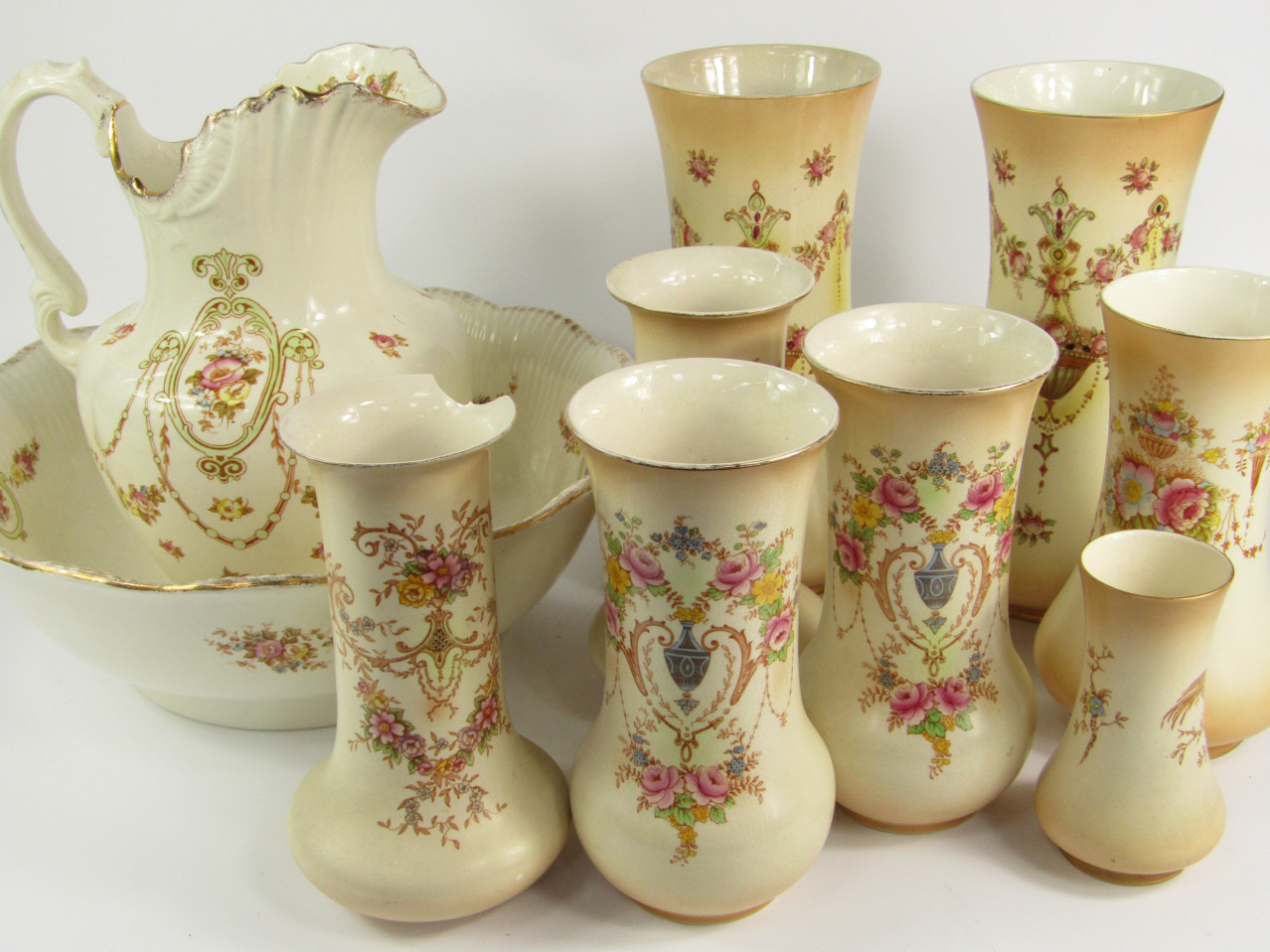 Appraisal: A group of Crown Devon and Crown Ducal blush pottery