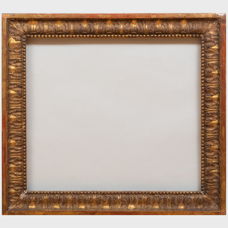 Appraisal: EARLY ITALIAN GILTWOOD PICTURE FRAME Together with two French giltwood