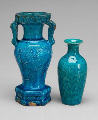 Appraisal: Two Chinese vases one conical form with mottled glaze -