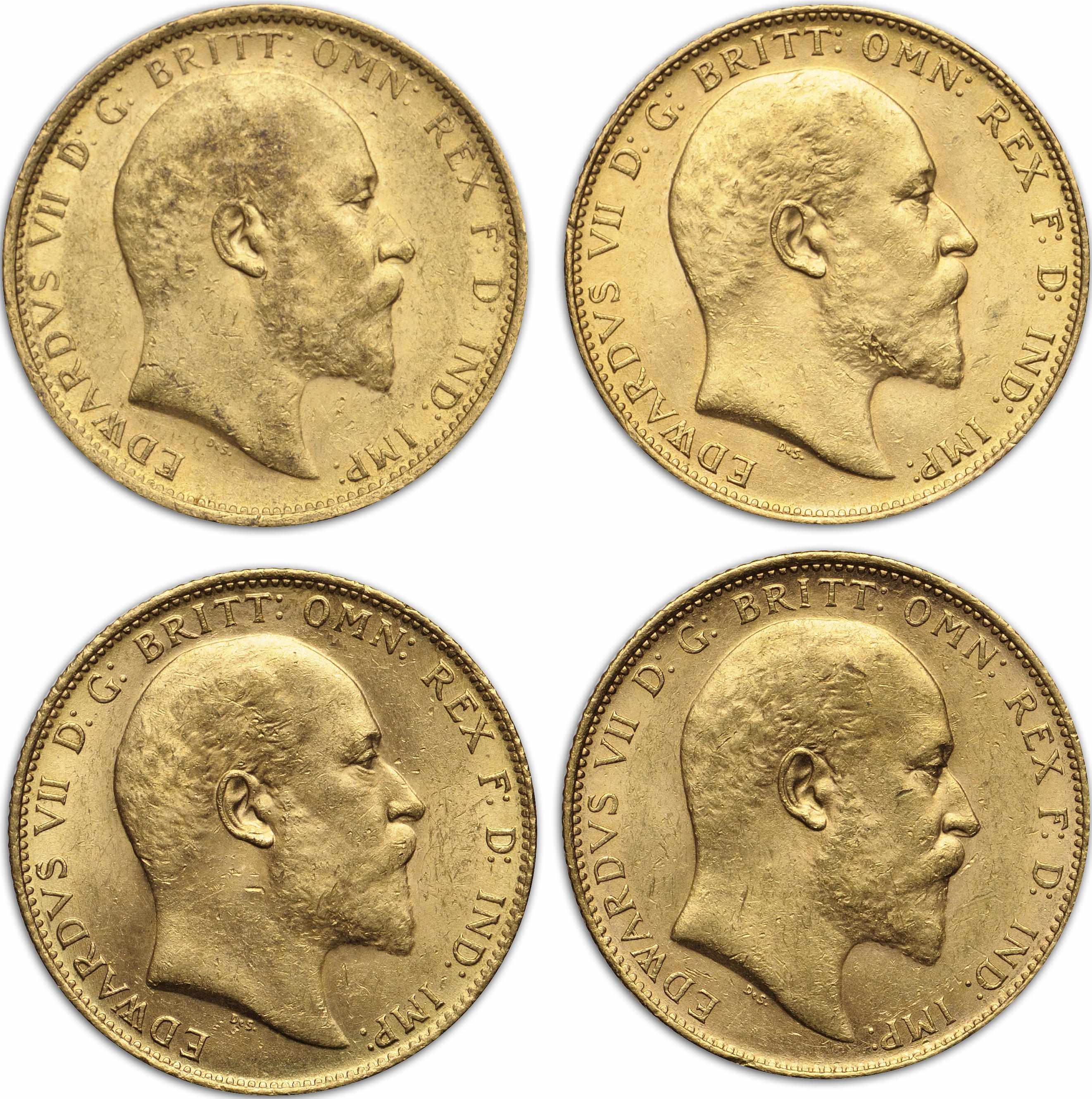 Appraisal: Australia Edward VII Sovereigns -S KM- A desirable Uncirculated group