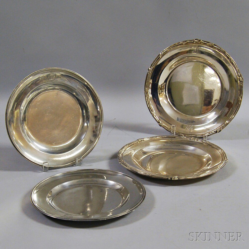 Appraisal: Four Silver-plated and Pewter Plates two Pitt Dadley pewter plates