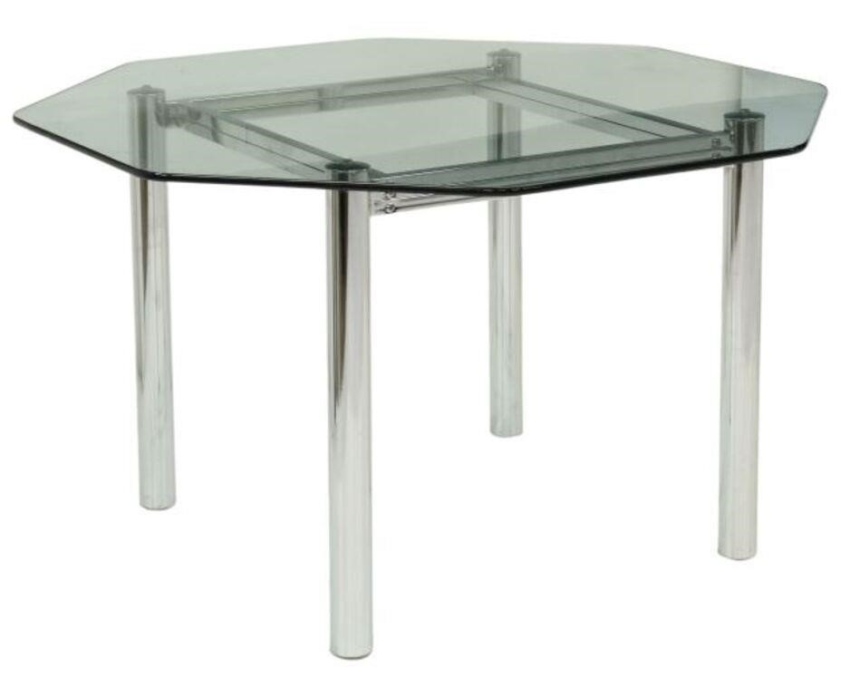 Appraisal: Modernist center dining table c s octagonal glass tabletop on