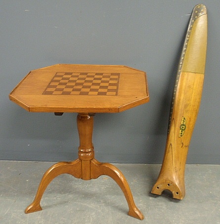 Appraisal: - Maple table with checkerboard top h top x and