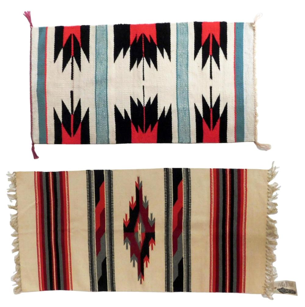 Appraisal: Two th C southwest style weavings the first a hand