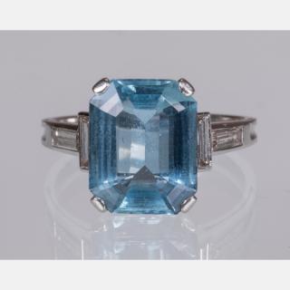 Appraisal: A Platinum and Aquamarine Ring A Platinum and Aquamarine Ring