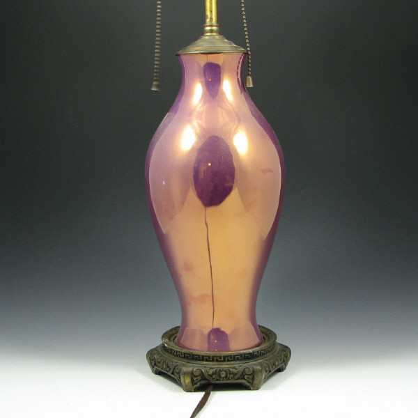 Appraisal: Fraunfelter Purple Luster Lamp Fraunfelter purple luster lamp Very good