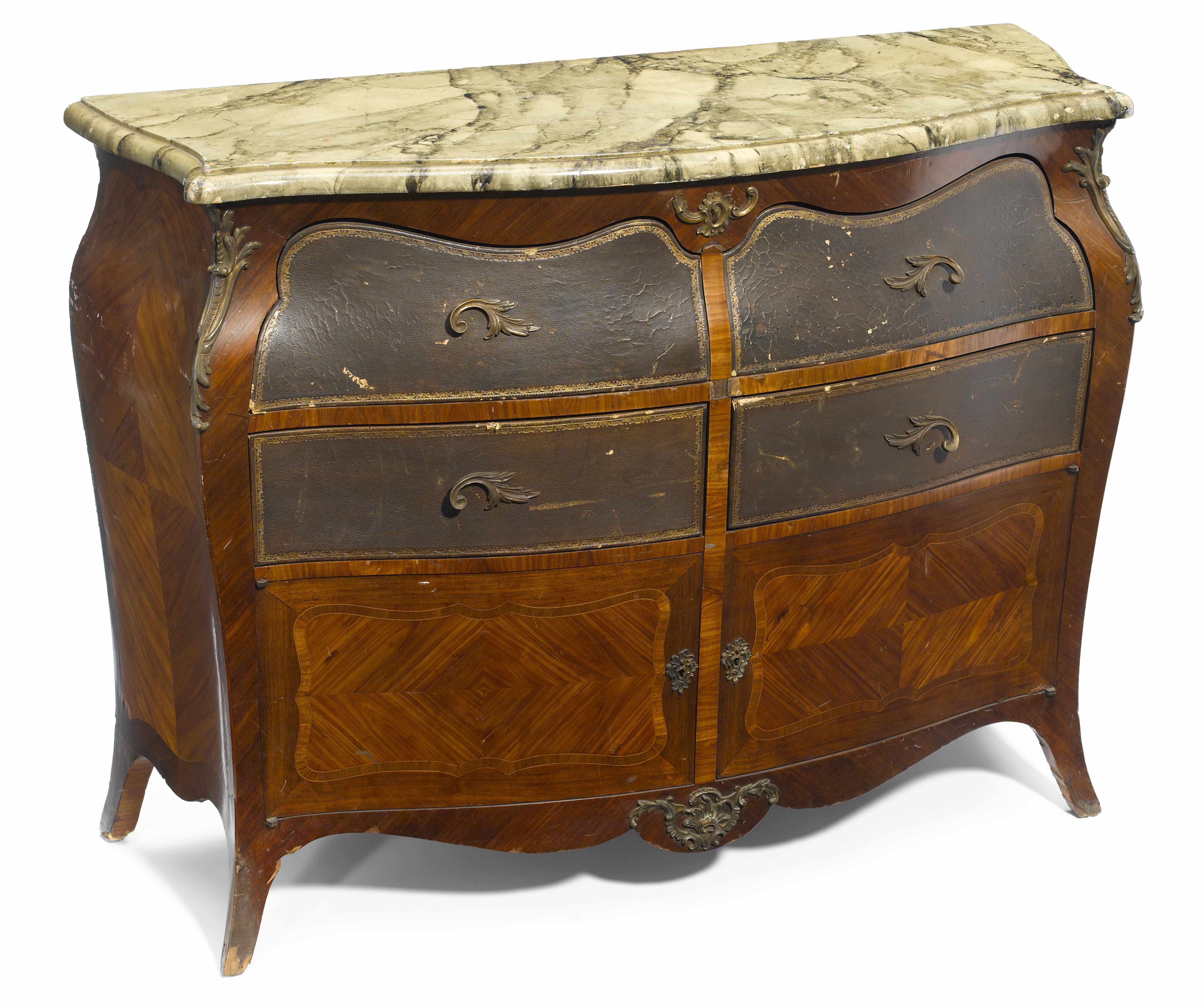 Appraisal: A Louis XV style gilt bronze mounted tooled leather and