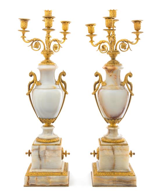 Appraisal: Sale Lot A Pair of Continental Gilt Bronze Mounted Onyx